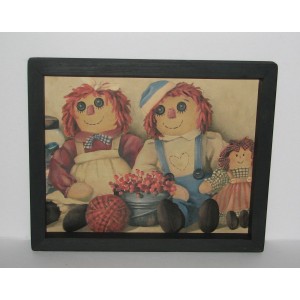 Raggedy Ann and Andy 9 inch x 11 inch Primitive Country wall  decor   312118539776
